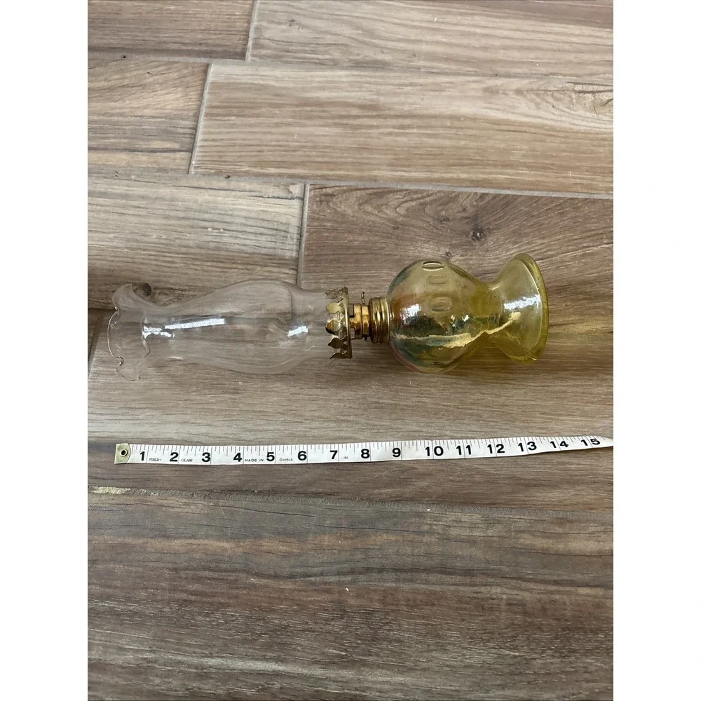 Vtg Oil Kerosene Hurricane Lamp Multi Color & Clear- Sits Uneven